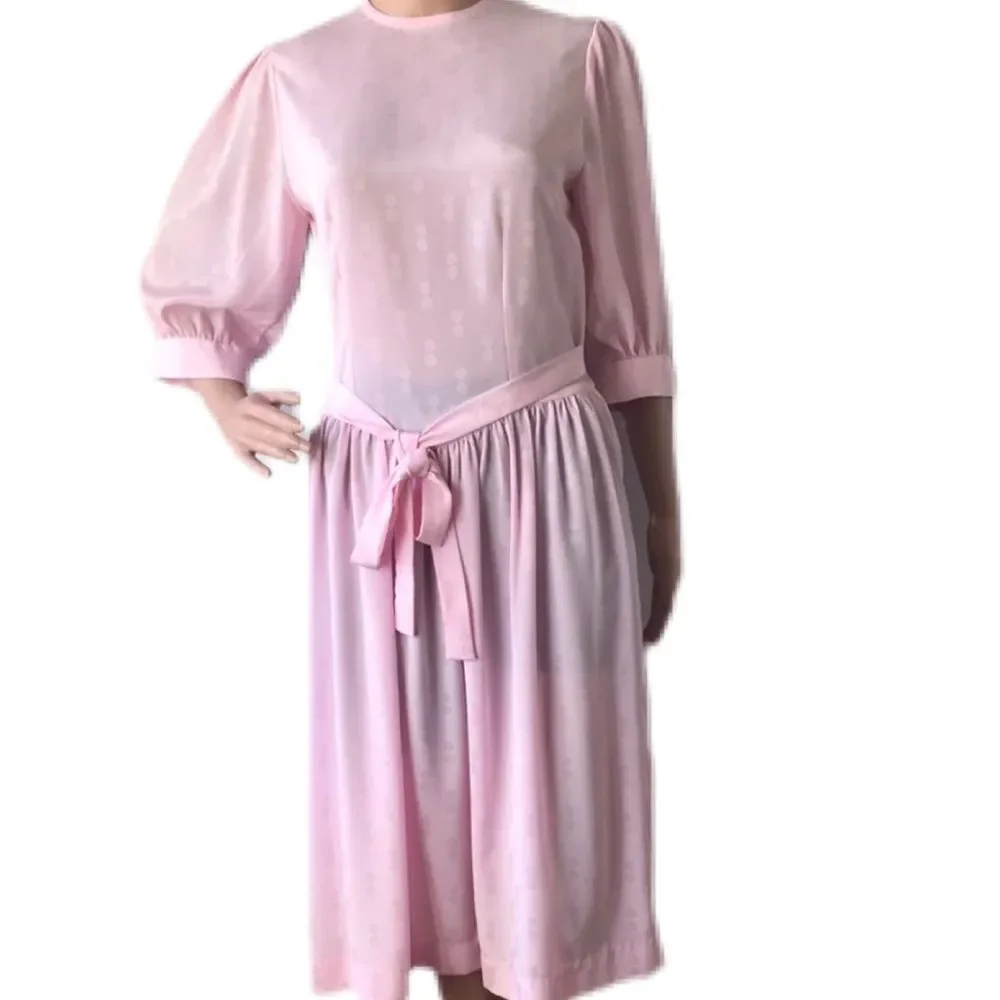 Silky Pink Vintage Cottagecore Dress - Picture 4 of 16